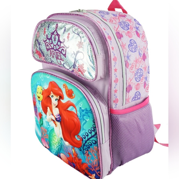 Little Mermaid Ariel 3D Molded 16" Backpack and Lunchbox Bundle Set w/ stickers! - Picture 5 of 8